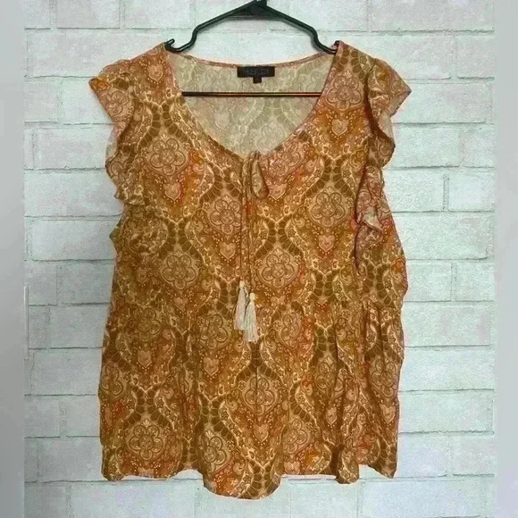 Rachel Zoe Tops - Rachel Zoe boho peasant printed blouse size Large